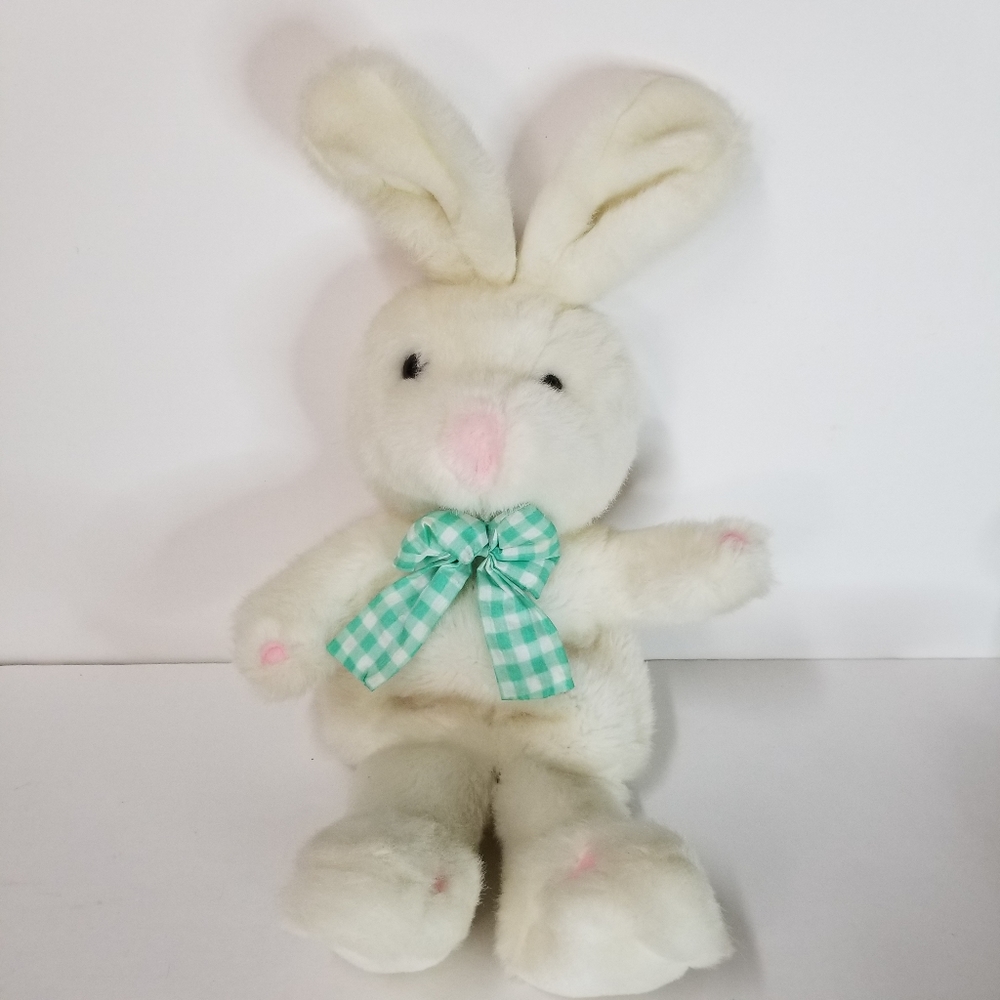 International Silver White Bunny Rabbit‎ Hand Puppet Stuffed Animal Vintage 1996
